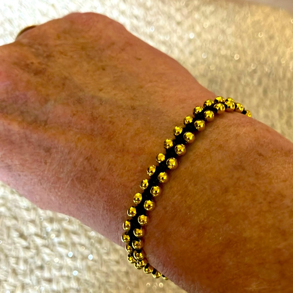 New Super Cute Boho Beaded Gold Surf Festival Bracelet Black - Picture 2 of 6